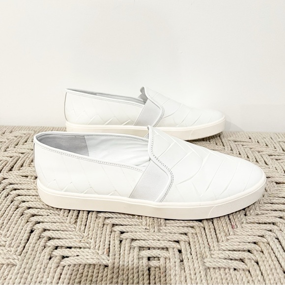 VINCE White Leather Woven Textured Womens Slip On Platform Sneakers size US 11 - Picture 3 of 9